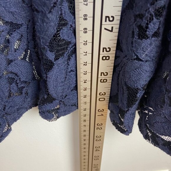 Free People Lace Mini Dress Navy Blue Size XS‎ Bohemian Romantic Eyelet Boho - Picture 7 of 11